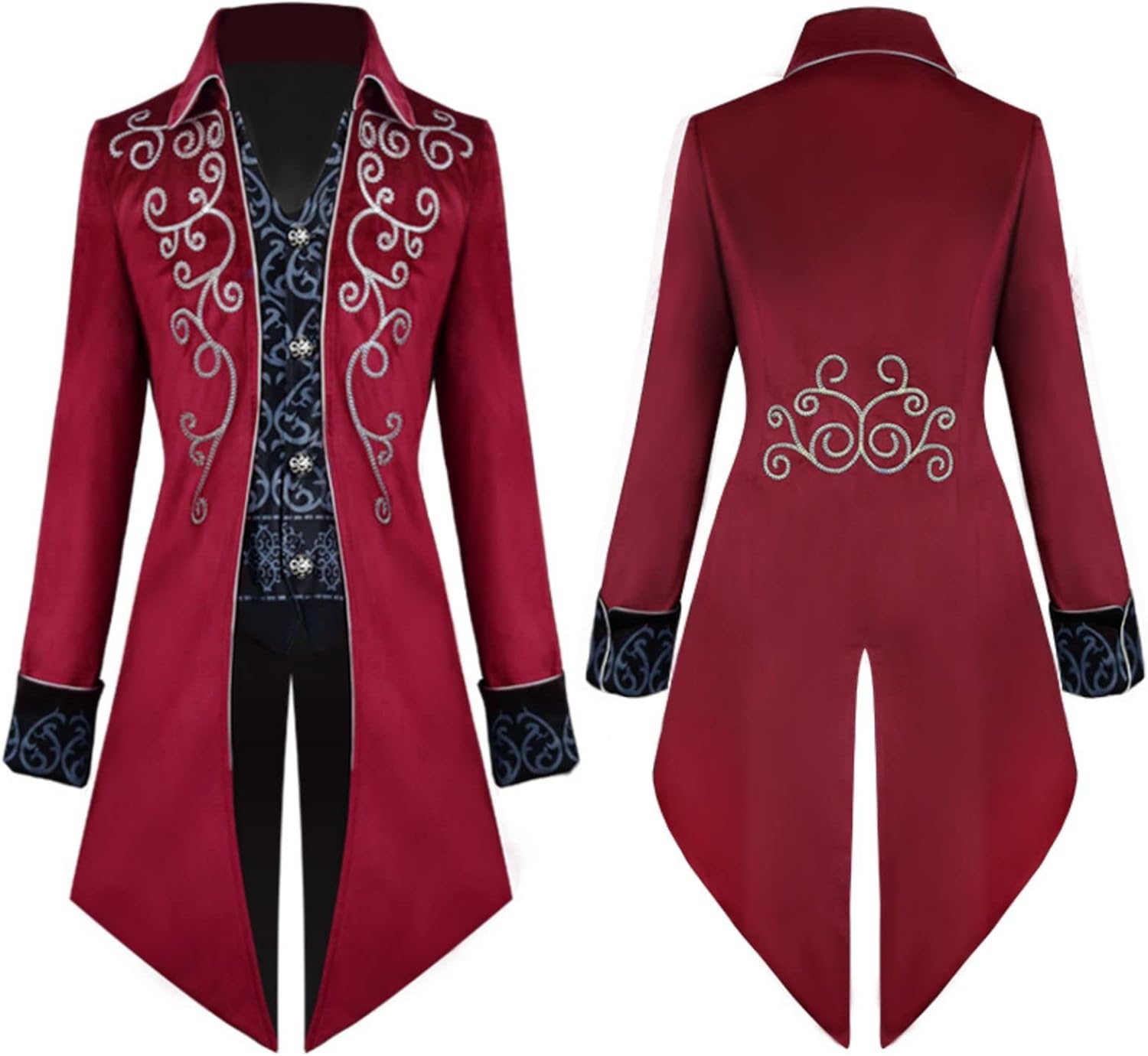 Costume Steampunk pour homme, costume d'Halloween pour homme, manteau vintage steampunk pour homme L Rouge