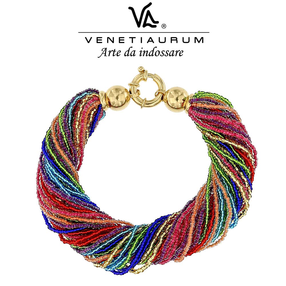 Venetiaurum - Bracelet multi-rangs pour femme en verre et argent 925 - Bijou Certifié Made In Italy