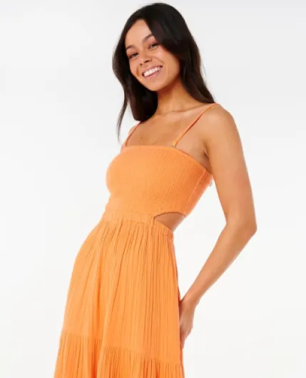 Premium Surf Full Length Maxi Halter Dress - Removable Straps Robe décontractée Femme L Orange Clair