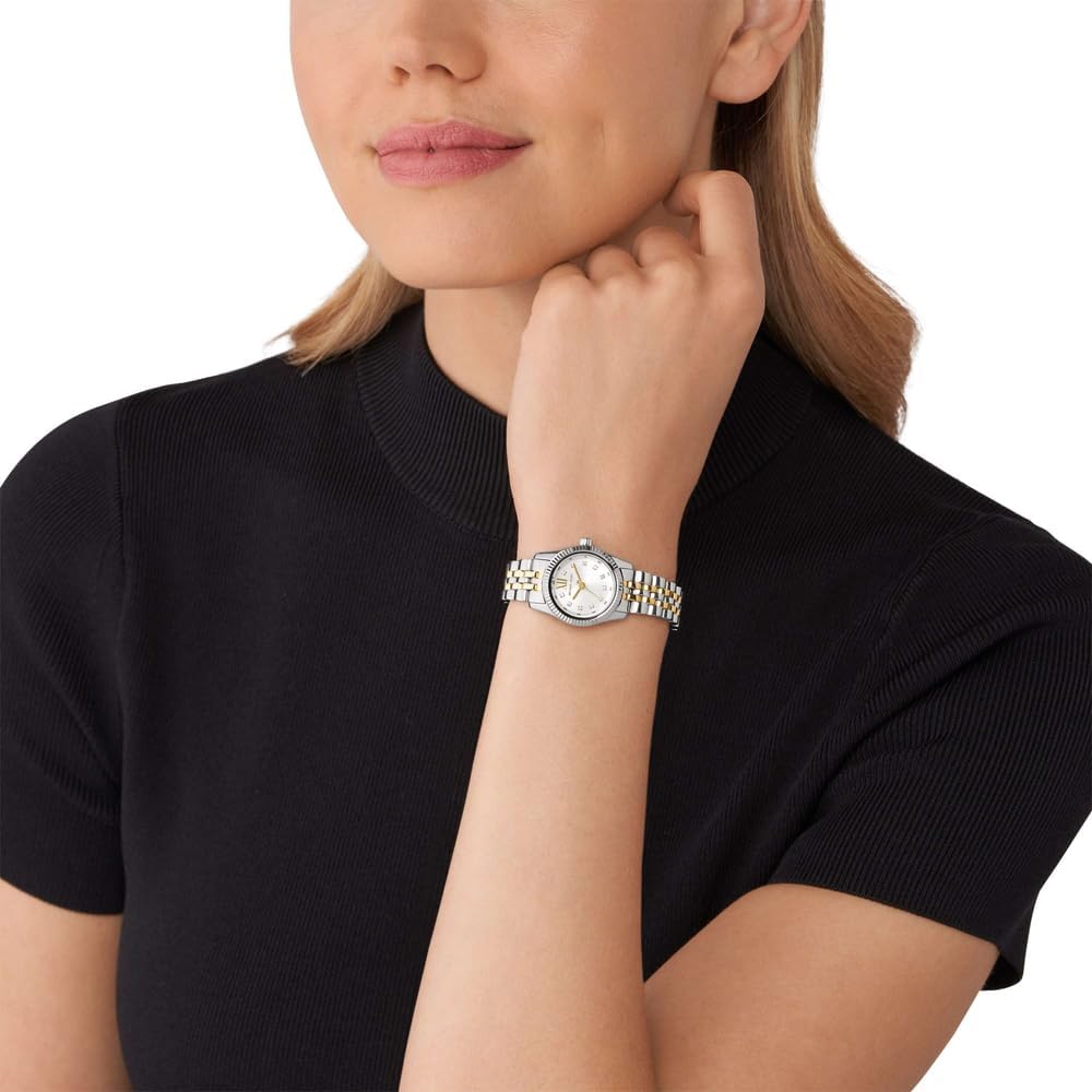 Michael Kors Montre Lexington pour Femme, 26mm Mouvement à Quartz Trois Aiguilles avec Bracelet en Acier Inoxydable Ton Argent et Ton Or