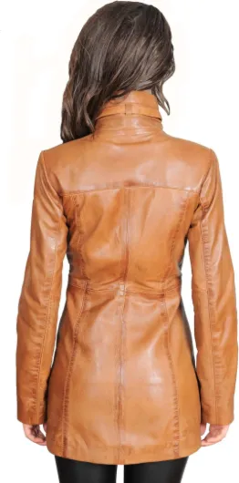 Des Femmes Dernier 3/4 Fitted Cuir Véritable Mesdames Manteau Trendy Zip Up Veste Carol Bronzer S Bronzer