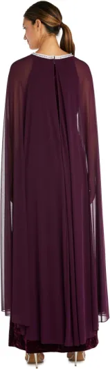 R&M Richards Velvet Capelet Dress Robe Femme 46 Bordeaux