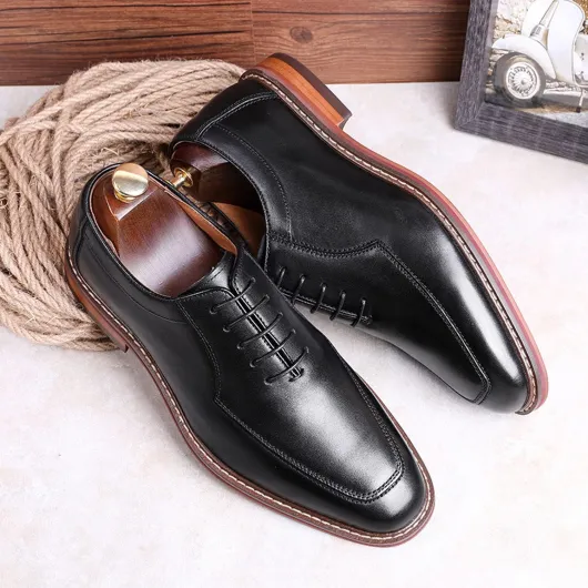DESAI Homme Chaussures à Lacets en Cuir Derby Mariage Oxford Business Brogues 41 EU Noir