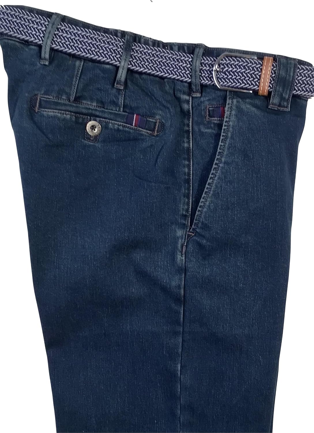 Rayon Hommes Le Travel Pantalon Jeans pour Homme Extensible Disponible en Grande Taille Coloris Bleu Coupe Droite Regular Ceinture Élastiquée Côté Livré avec Ceinture Attention Taille FRANÇAISE Bleu 64