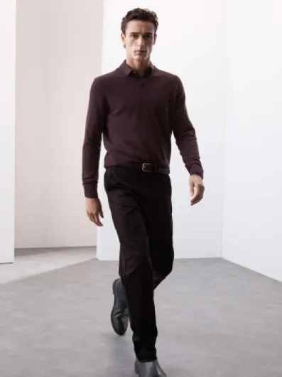 Marks & Spencer Chino Italien Homme Coupe Standard, avec Poches 40W / 31L Black Mix