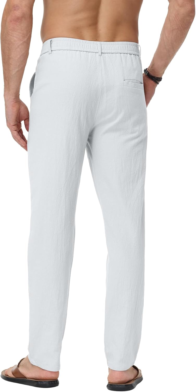 Pantalon Homme Été - Léger & Confortable - Pantalon Loisirs/Plage Blanc M