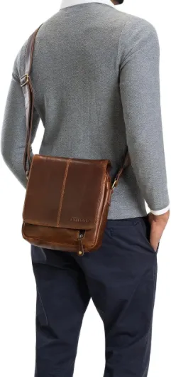 Matt Sacoche Homme Cuir Petit Sac Bandoulière Homme Cuir Véritable Besace Pochette Sacs à Main Vintage Sacs d'épaule pour Business Voyage, Tablette 9,7 Pouces Couleur:Mocca - Marron foncé