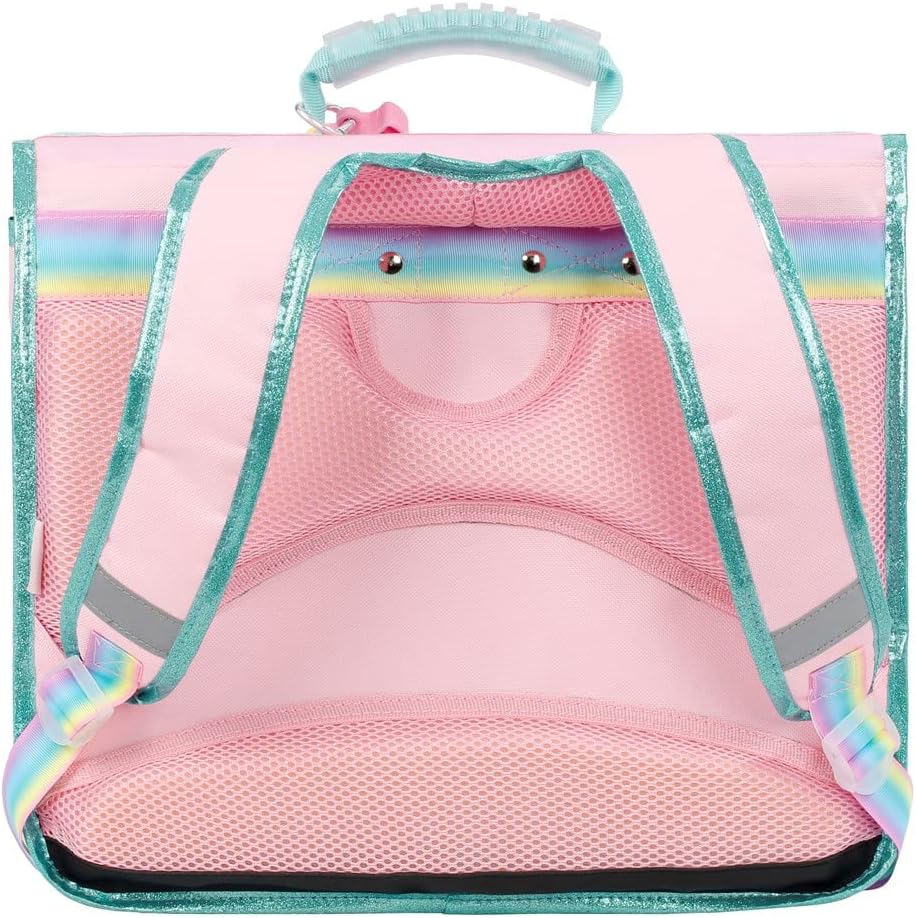 Cartable Primaire Bubbles avec Pop-it - Cartable Fille Licorne 2 Compartiments - Rose Sac Scolaire Ergonomique avec Bandes réfléchissantes, Compartiments Multiples
