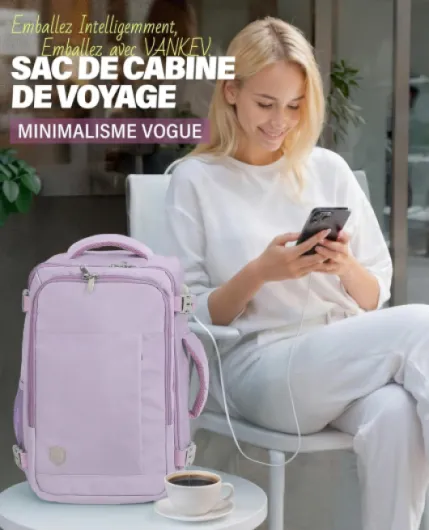 Bagage Cabine 40x20x25 Pour Ryanair Sac à Dos Voyage Cabine Avion Bagage à Main Femme Homme 20L Sous Siege Bagage Sac De Voyage Pour Ordinateur Portable 14 Pouces violet clair Violet Clair 40×20×25cm-20L