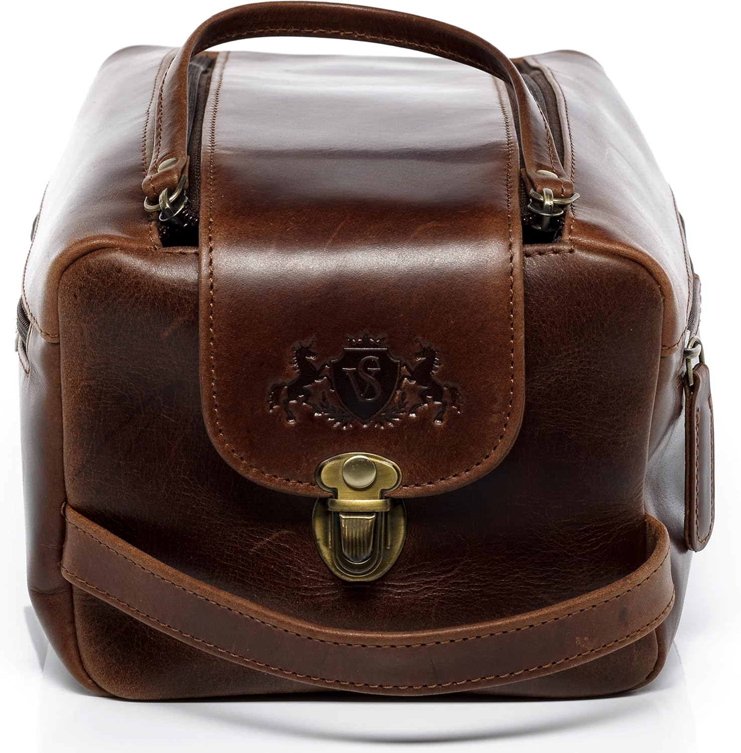 SID & VAIN Trousse de Toilette Cuir véritable Bristol nécessaire de Voyage XL Grand pour Hommes et Femmes Trousse de Maquillage Marron