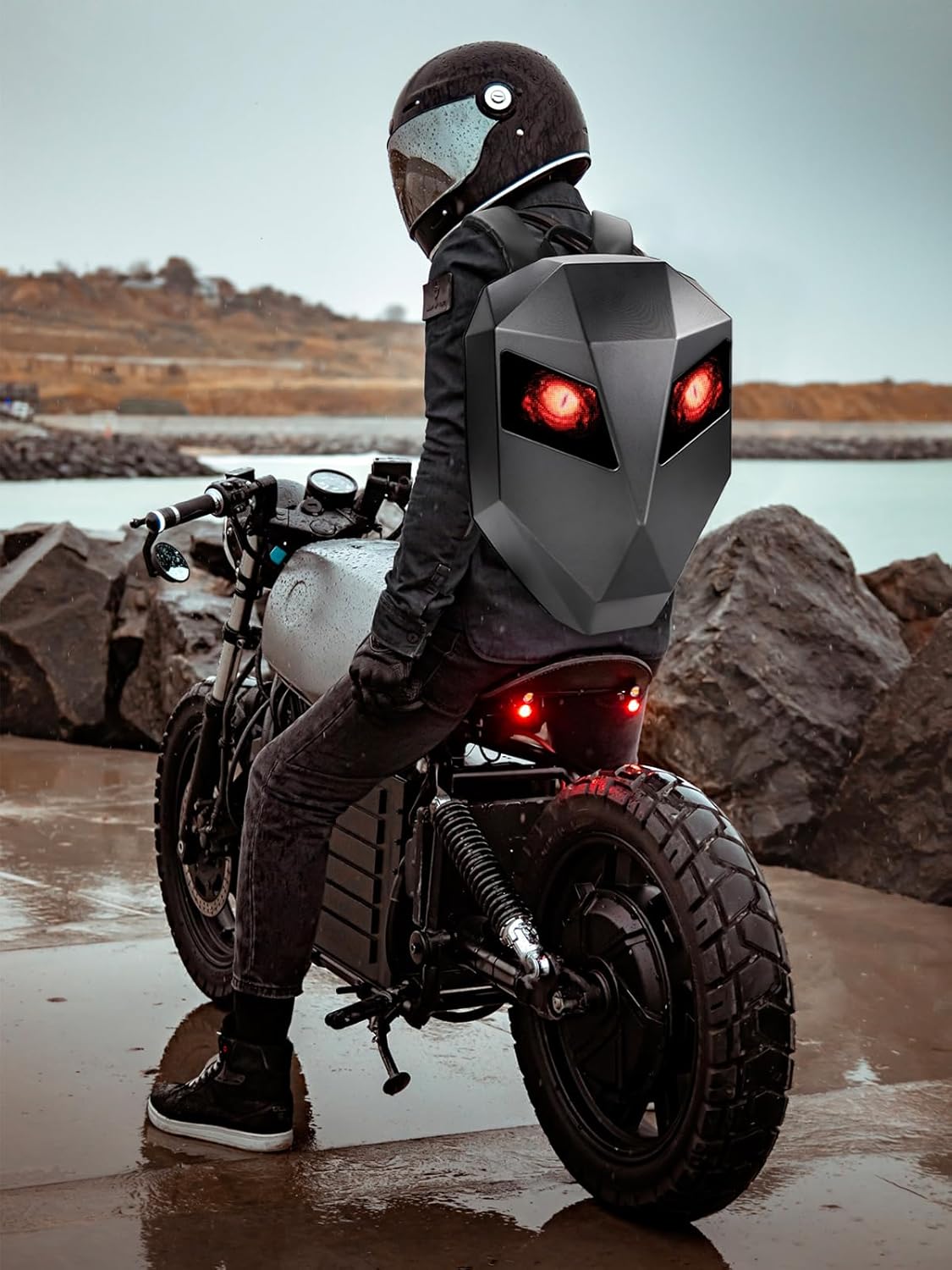 Sac à dos pour casque de moto, Sac à dos programmable pour moto, sac à dos LED, Sacoche pour casque avec affichage LED, Sac à bandoulière imperméable à coque rigide 3D