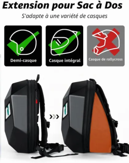 Gelrova Sac à dos pour Casque de Moto, 3D Hard Sac à dos Programmable Pour Moto, Dynamique, application, étanche, compatible avec les systèmes iOS/Android, écran LED, texte/image/animation GIF