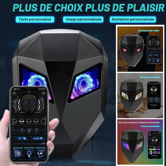 MOCOERL Sac à dos de casque de moto, Sac a dos moto homme, 3D Hard Shell Sac de casque de chevalier,écran Couleur Programmable, Sac à Dos D'équitation étanche, Noir