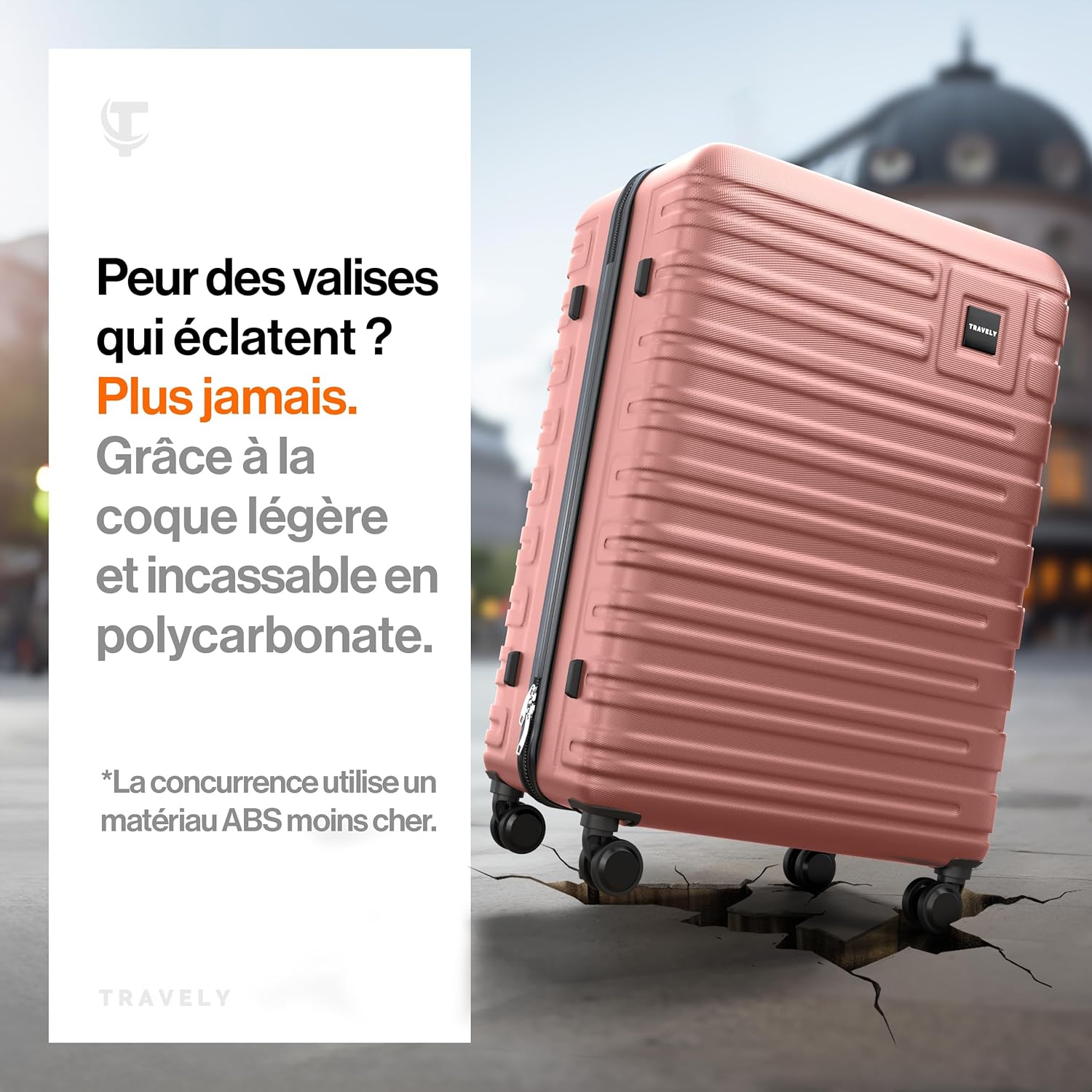 Valise en Polycarbonate, Taille XL, 77 cm, Volume intérieur 100 L, Dimensions 158 cm, Valise à Coque Rigide très Robuste avec roulettes Souples et Serrure TSA, Valises, Valises à roulettes Rose XL 77x52x29