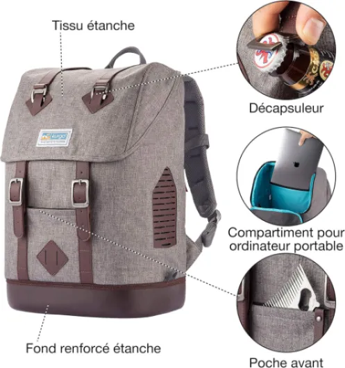 Sac à Dos de Transport pour Petits Chiens et Chats, Sac de Voyage et Randonnée pour Animaux de Compagnie Jusqu’à 11 kg, Approuvé par la TSA, Fond étanche, Gris Emballage standard Heather Gris