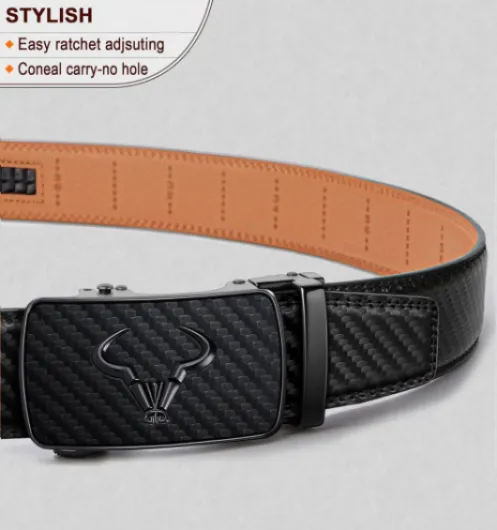 Ceinture Homme 2 Pièces, Ceinture Automatique en Cuir pour Hommes Largeur 35mm Cadeau Box,Taille Ajustable 115cm/32"-38"taille réglable 2paquet-noir/Bleu Violacé3314