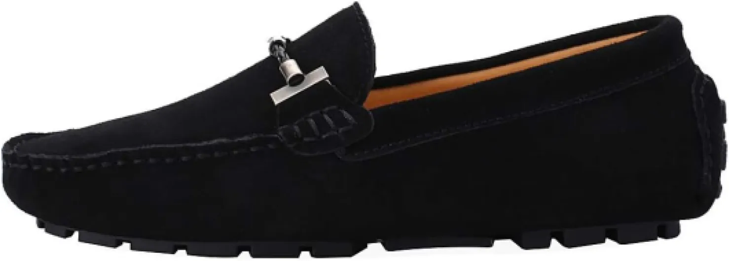 Hommes Élégant Boucle Loafers Confortable Daim Chaussures de Conduite Stylées Mocassin Slippers 42 EU Noir