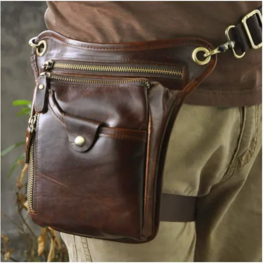 Le'aokuu Sac / pochette pour homme en cuir véritable Porté autour de la ceinture - marron - moyen 211-5 B Café